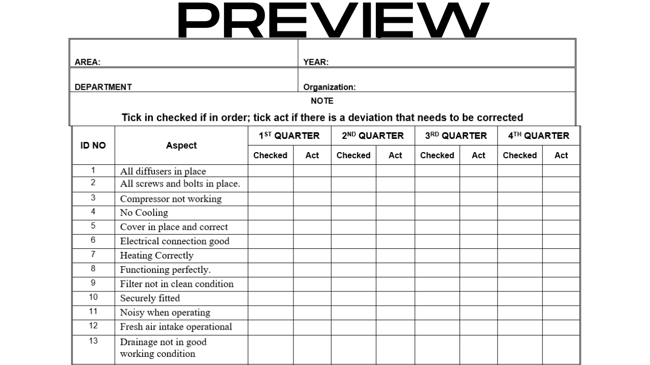 Air Conditioners Checklist and Register - Image 2