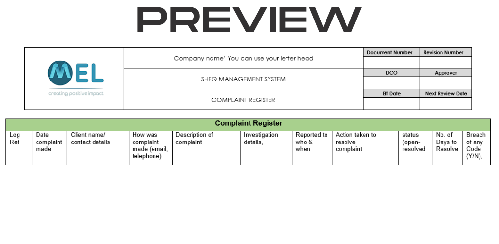 Complaint Register - Image 2