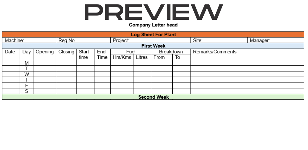 Log Sheet For Mobile Plant - Image 2