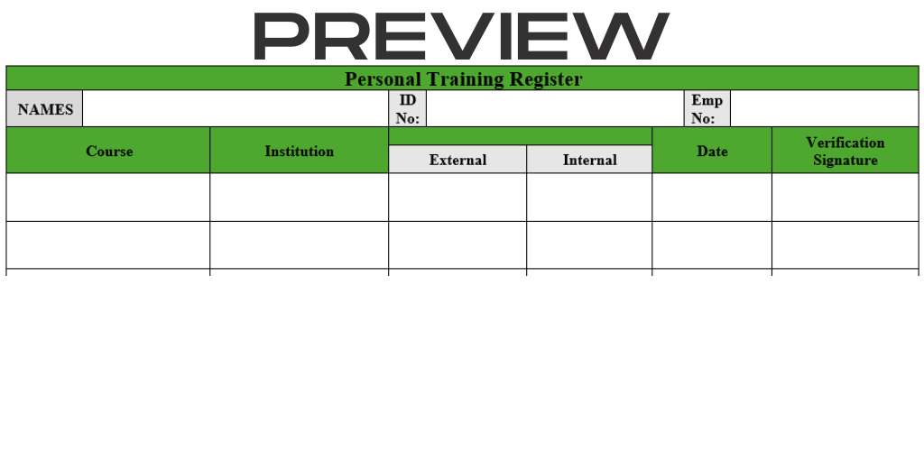 Personal Training Register - Image 2